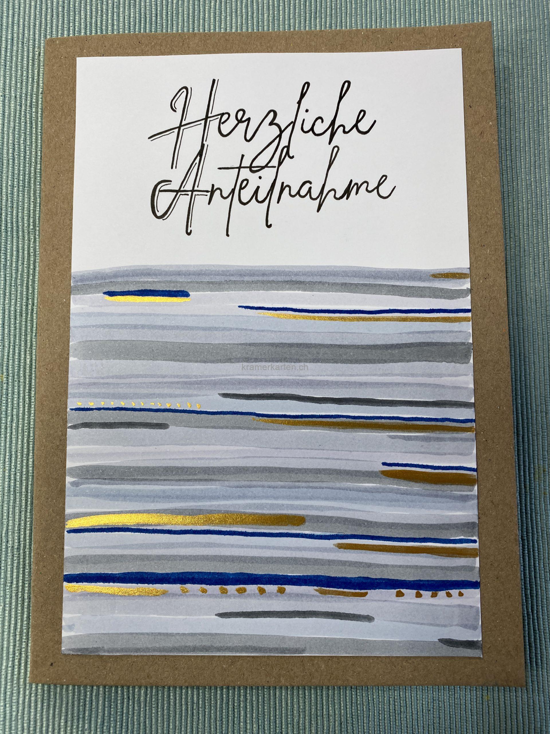 Herzliche Anteilnahme grau gold blau