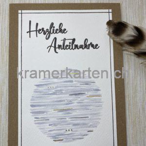 Herzliche Anteilnahme rund grau gold