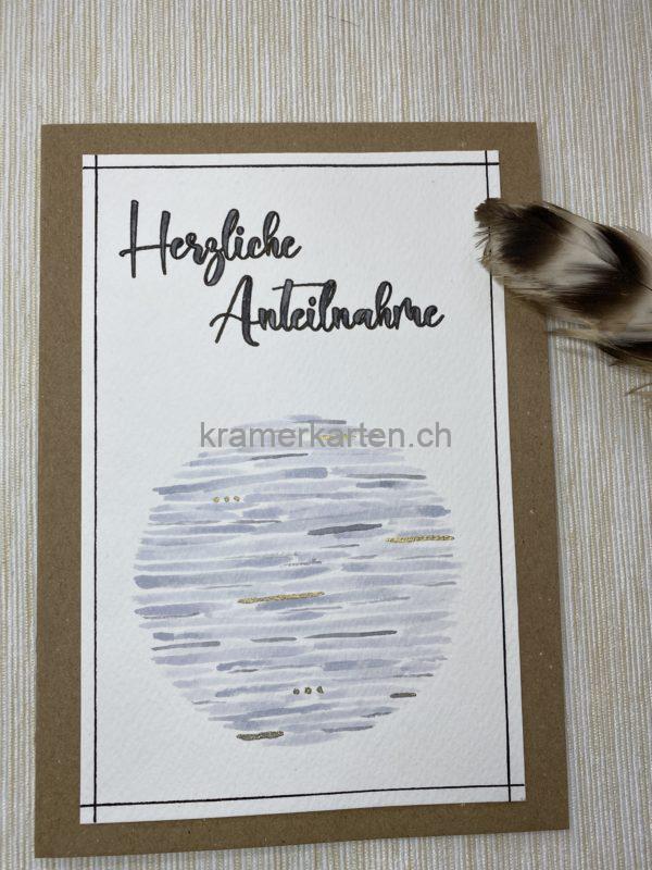 Herzliche Anteilnahme rund grau gold