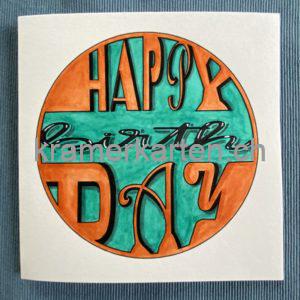 Happy Birthday Kreis orange/grün