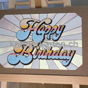 Happy Birthday Retro blau rot gelb beige